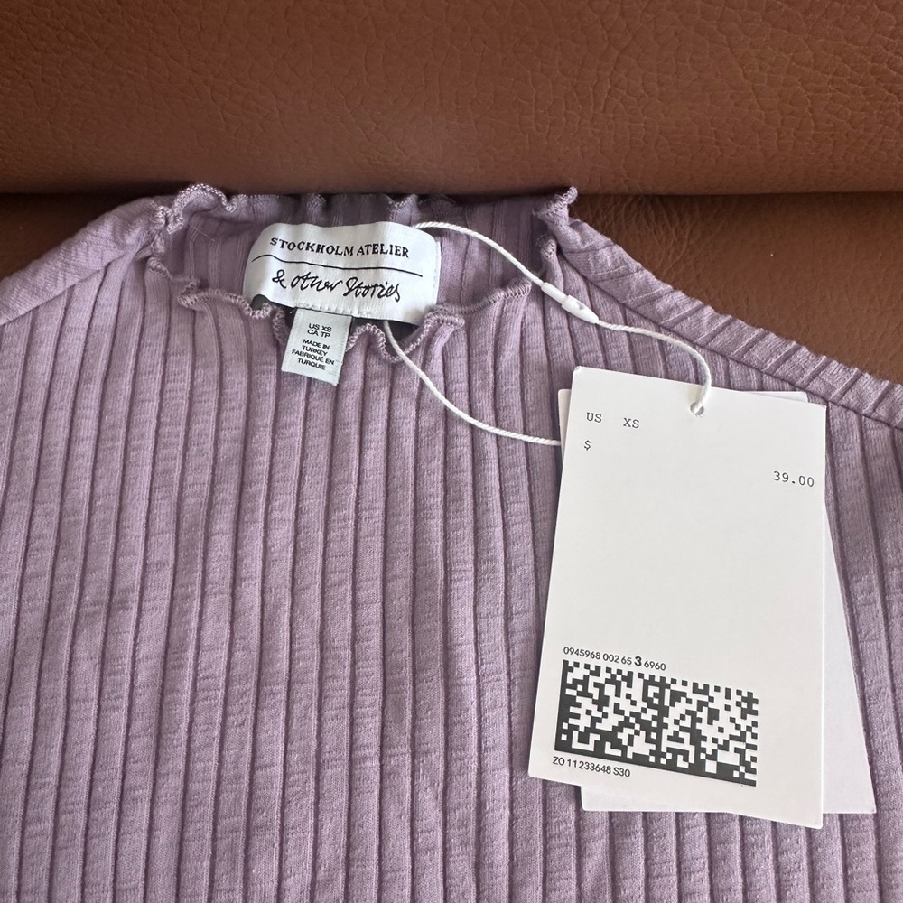 & Other Stories Ribbed Lavender Top - Picture 2 of 2